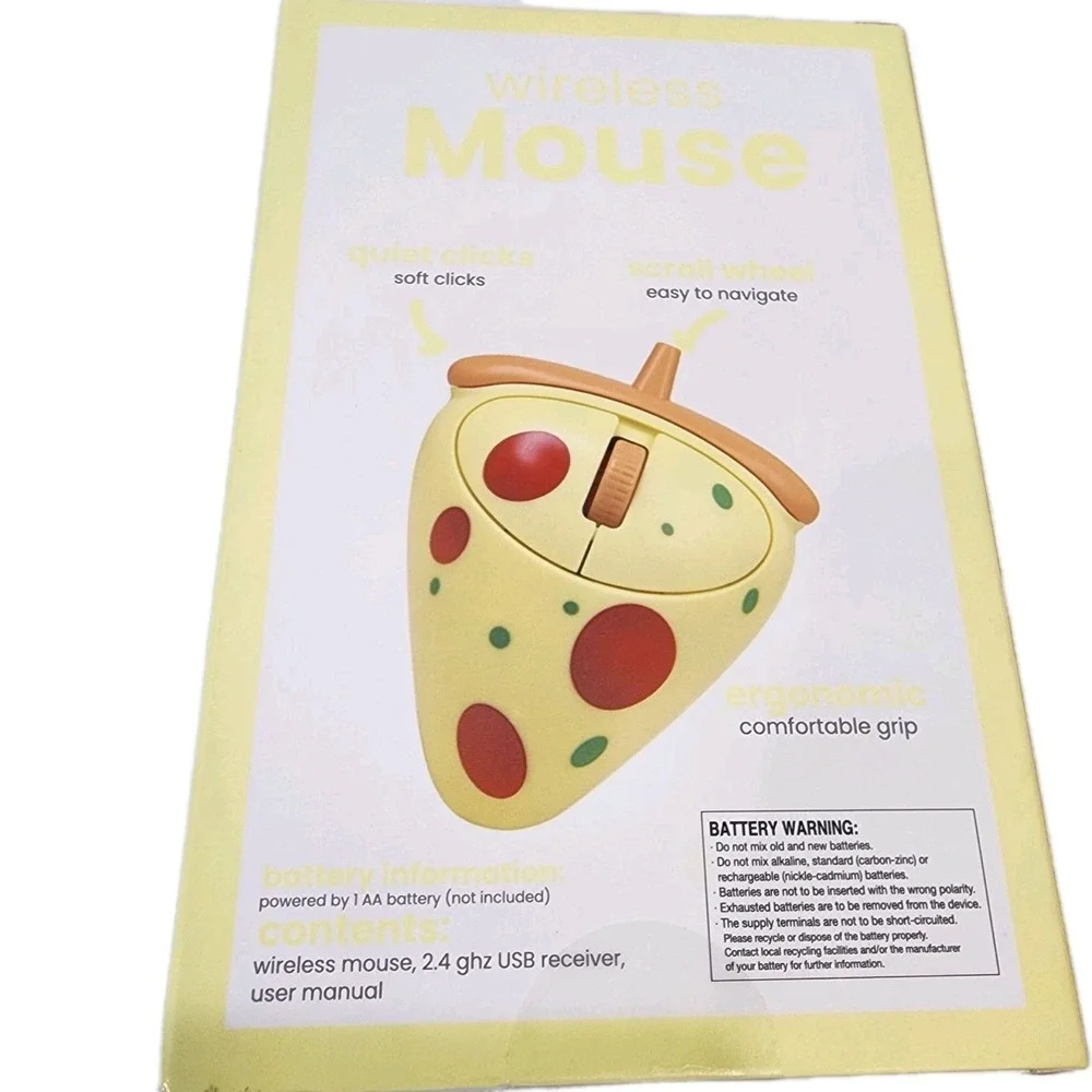 Vivatar Pizza Shaped Wireless Mouse Cool Food Trendy Unique Plug And Play New